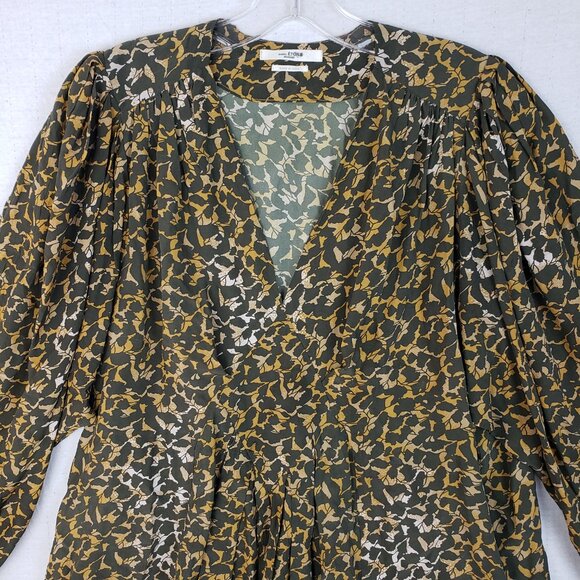 ISABEL MARANT Amirya Floral Top Blouse Bronze Balloon Sleeves size 38 / M - Picture 4 of 15